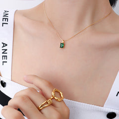 Green Cubic Zirconia Pendant Necklace