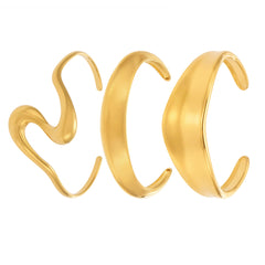Sculptural Stainless Steel Open Cuff Bracelets