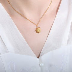 Gold-Tone Sunburst Pendant Necklace
