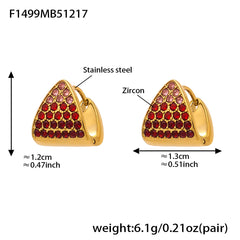 18K Gold-Plated Cubic Zirconia Triangle Stud Earrings