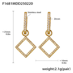 Cubic Zirconia Geometric Drop Earrings