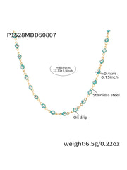 Enamel and Natural Agate Charm Necklace