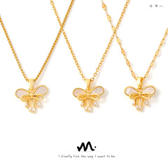 18K Gold-Plated Double Bow Pendant Necklace