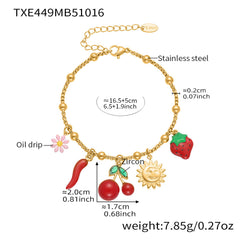 18K Gold-Plated Cherry Charm Necklace or Bracelet