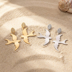 Swallow Bird Drop Stainless Steel Earrings