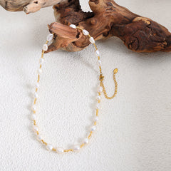 Freshwater Pearl and Bead Station Necklace