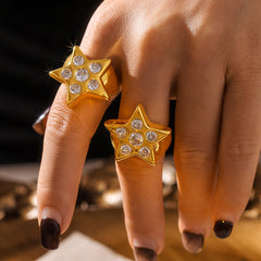 Cubic Zirconia Star Open Ring