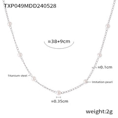 Pearl-Look Station Necklace and Bracelet