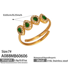 18K Gold-Plated Color Cubic Zirconia Open Ring