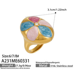 Colorful Enamel Sculptural Statement Rings