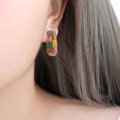 Sparkling G-Shaped Hoop Earrings
