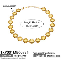 Gold-Tone Flat Disc Necklace and Bracelet