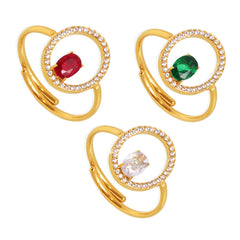Adjustable Circle Cubic Zirconia Open Ring