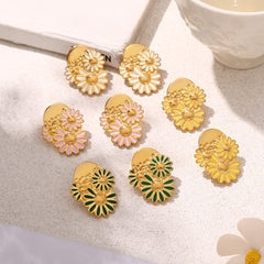 Enamel Daisy Stud Earrings