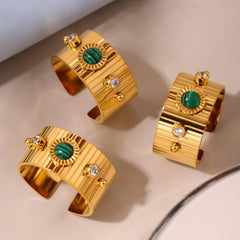 Turquoise & Stone-Accent Wide Open Ring