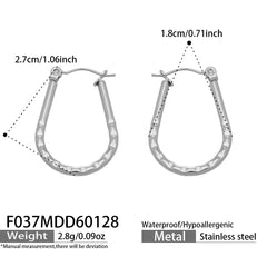 Textured U-Shaped Stainless Steel Hoop Earrings