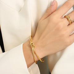 18K Gold-Plated Knot Cuff and Ring Designs