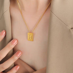 Gold-Tone Square Initial Pendant Necklace
