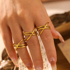 18K Gold-Plated Interwoven Open Ring