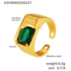 Rectangular Cubic Zirconia Open Ring