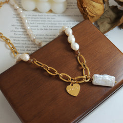 18K Gold-Plated Freshwater Pearl Heart Necklace