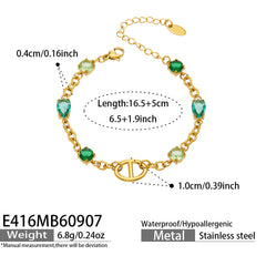 18K Gold-Plated Geometric Link & Cubic Zirconia Bracelets
