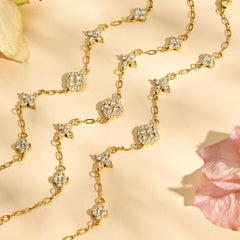 Cubic Zirconia Clover Necklace & Bracelet