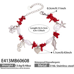 Ocean Charm and Faux Pearl Necklace Bracelet Designs