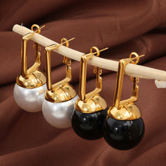 Gold-Tone Round Bead Drop Earrings