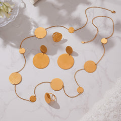 18K Gold-Plated Round Disc Earrings or Ring