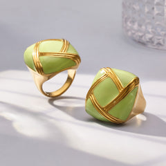 Gold-Tone Colorful Enamel Statement Rings