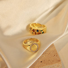 Gold-Tone Cubic Zirconia Accent Open Ring