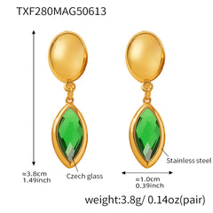 18K Gold-Plated Marquise Glass Drop Earrings