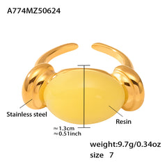 Oval Resin Color Accent Ring