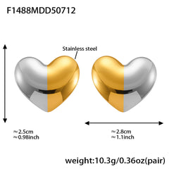 Sculptural Round or Heart Stud Earrings