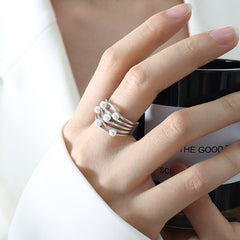 Pearl-Look Multi-Row Open Ring