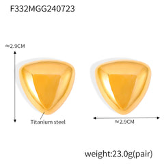 18K Gold-Plated Rounded Triangle Stud Earrings