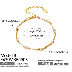Geometric Cubic Zirconia Station Chain Bracelet