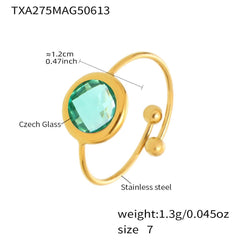 Gold-Tone Round Glass Open Ring