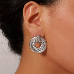 Stone-Accent Circular Drop Earrings