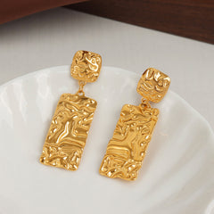 Textured Rectangular Drop Earrings