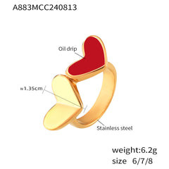 18K Gold-Plated Enamel Heart Ring