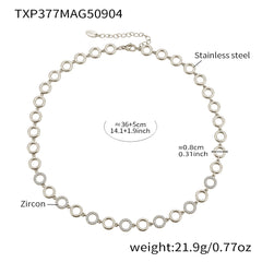 Cubic Zirconia Circle Link Necklace or Bracelet