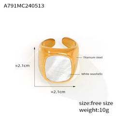 White Shell Sculptural Open Ring