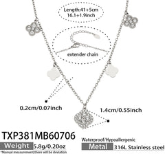Cubic Zirconia Clover Charm Necklace and Bracelet