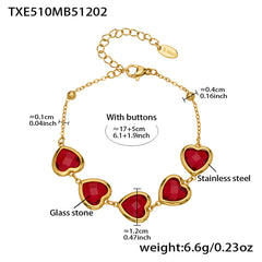 18K Gold-Plated Faceted Glass Heart Jewelry