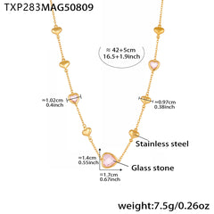 18K Gold-Plated Heart Glass Chain Necklace