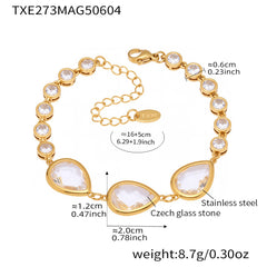 Gold-Tone Teardrop Glass Link Bracelet