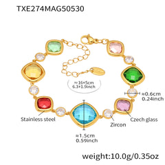 Gold-Tone Faceted Glass Link Bracelet