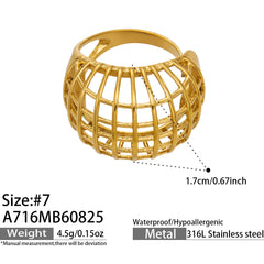 Openwork Vine & Geometric Stainless Steel Rings